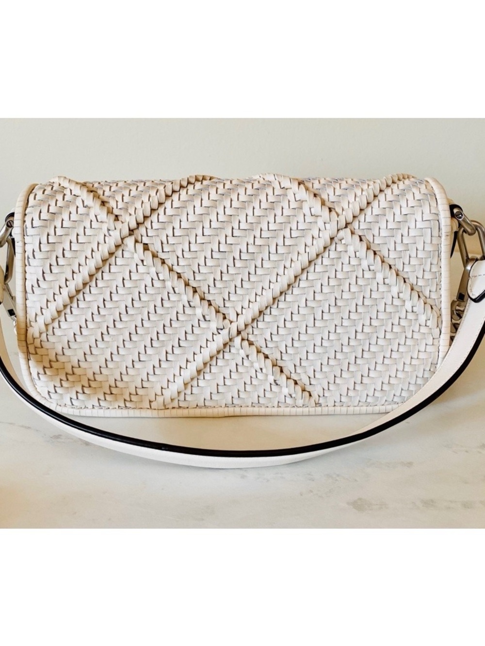 Tory Burch Kira Chevron Woven Small Convertible Shoulder Bag - New Ivory - Picture 2 of 11